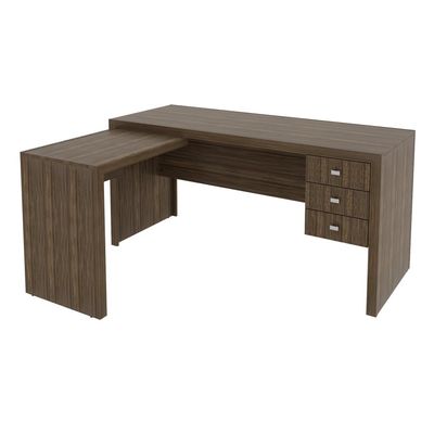 Mesa para Escritório com Mesa de Apoio e 3 Gavetas ME4106 Nogal Tecnomobili