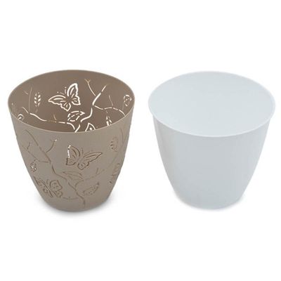 Kit 6 Cachepots 3D 2,5L cada Vasos de Flores Plantas Floreira de Mesa Plástico Borboletas Plasvale