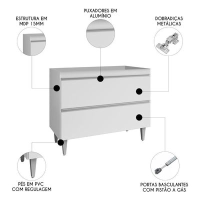 Balcão De Cozinha Para Pia 100cm Sem Tampo Julia M24 Branco - Mpozenato