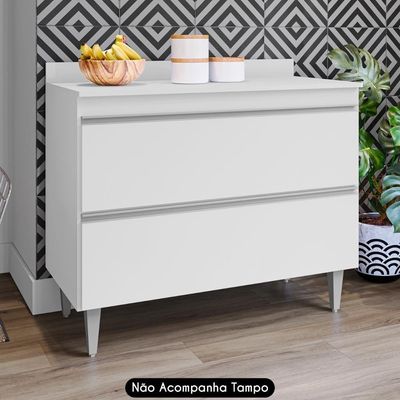 Balcão De Cozinha Para Pia 100cm Sem Tampo Julia M24 Branco - Mpozenato