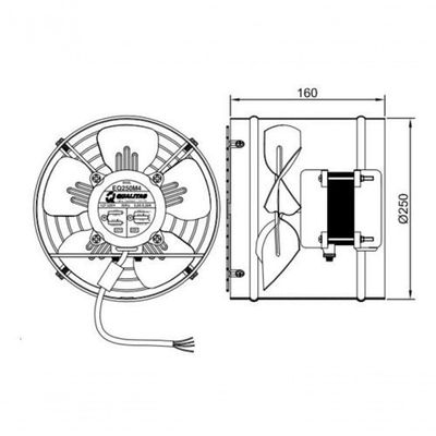 Exaustor Axial Industrial 25cm Eq250m2