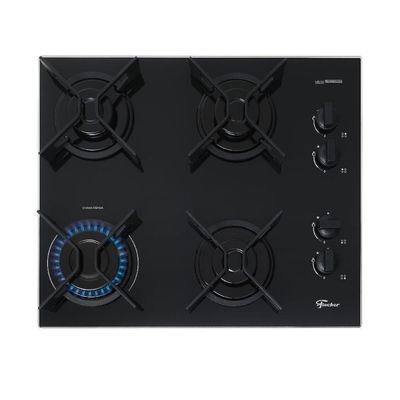 Cooktop A Gás Fischer 4 Bocas Fit Line Trempe Iron Preto Bivolt