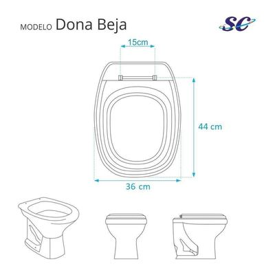 Assento Sanitário Poliester Dona Beja Decorado Golfinho E Conchas Para Vaso Santa Clara