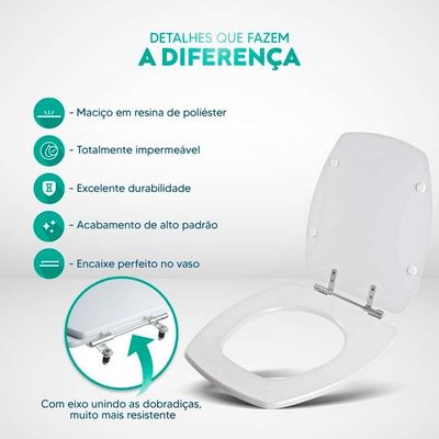 Assento Sanitário Poliester Thema Decorado Golfinho E Conchas Para Vaso Incepa