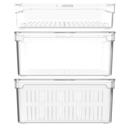 Kit 3 Caixas Organizadoras De Geladeira Transparentes Armazenadoras De Frutas Legumes Ovos Clear Fresh OU
