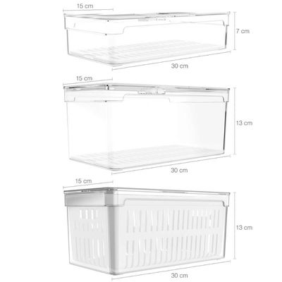 Kit 3 Caixas Organizadoras De Geladeira Transparentes Armazenadoras De Frutas Legumes Ovos Clear Fresh OU