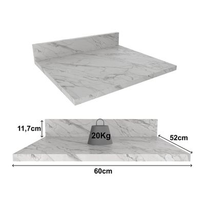 Tampo Mdp 25mm Para Balcão De Cozinha 60cm Multimóveis Cr20427 Mármore Branco Mármore Branco