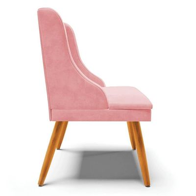Kit 8 Cadeiras Estofadas Para Sala De Jantar Pés Palito Lia Suede Rosa Bebê - Ibiza