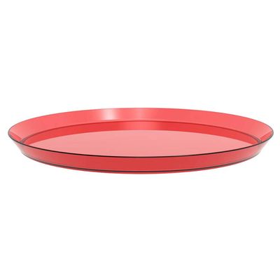 Boleira com Cúpula 30cm Crippa Vermelho Transparente Porta Bolo Glassy Torta Doces