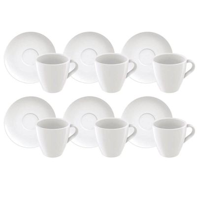 Jogo 6 Xícara de Porcelana Capuccino com Pires 200ml Café Tramontina Paola