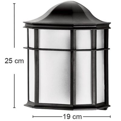 Arandela Externa Preta Lente Fosca Luminária de Parede Linha