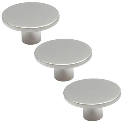 Kit 3 Puxadores 206 Naico Ponto Redondo Cromo Acetinado para Móvel Armários e Gavetas