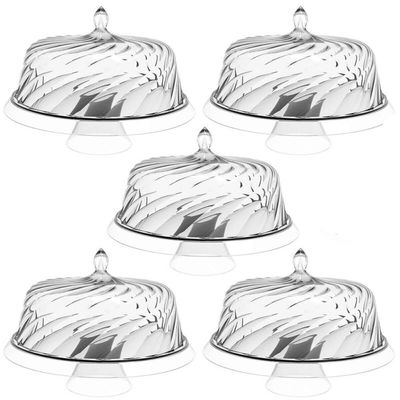 Kit 5 Porta Bolos Glassy Crippa Boleira com Cúpula Transpare