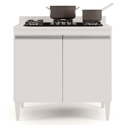 Balcão Para Cooktop 80cm 2 Portas Flórida Branco - Lumil Móveis