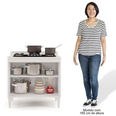 Balcão Para Cooktop 80cm 2 Portas Flórida Branco - Lumil Móveis