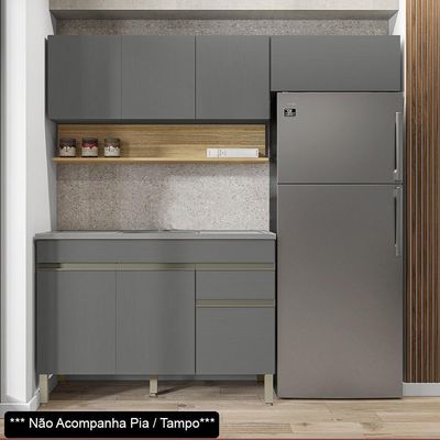 Armário De Cozinha 3 Peças Balcão Sem Tampo 120cm Lina02 K02 Gris-freijó - Mpozenato