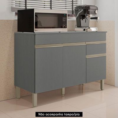 Balcão Gabinete Para Pia Sem Tampo 120cm Lina K02 Gris - Mpozenato