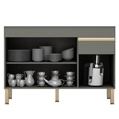 Balcão Gabinete Para Pia Sem Tampo 120cm Lina K02 Gris - Mpozenato