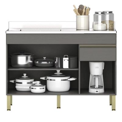 Balcão Gabinete 3 Portas Com Pia 120cm Lina K02 Gris - Mpozenato