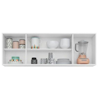Kit 2 Armários Aéreos De Cozinha Panamá 160cm 4 Portas - Lumil Móveis Branco