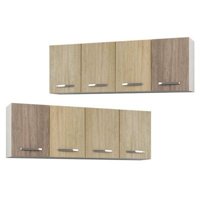 Kit 2 Armários Aéreos De Cozinha Panamá 160cm 4 Portas - Lumil Móveis Branco