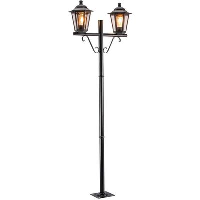 Poste para Jardim Preto Alumínio 1,61m Bivolt 2 Lâmpadas E27 Grega Colonial Bivolt