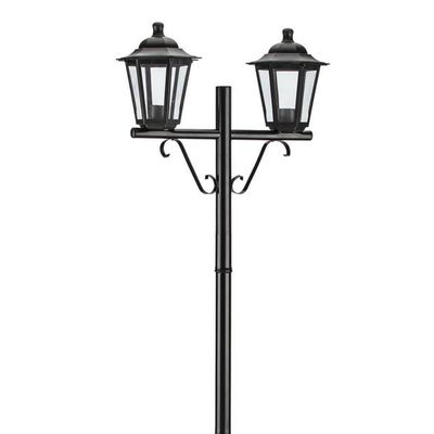 Poste para Jardim Preto Alumínio 1,61m Bivolt 2 Lâmpadas E27 Grega Colonial Bivolt