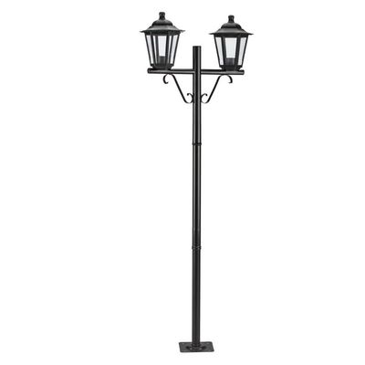 Poste para Jardim Preto Alumínio 1,61m Bivolt 2 Lâmpadas E27 Grega Colonial Bivolt