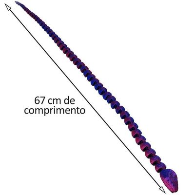 Cobra Articulada 67 Cm Impressão 3d Decoração Cor Bicolor Lilás E Azul