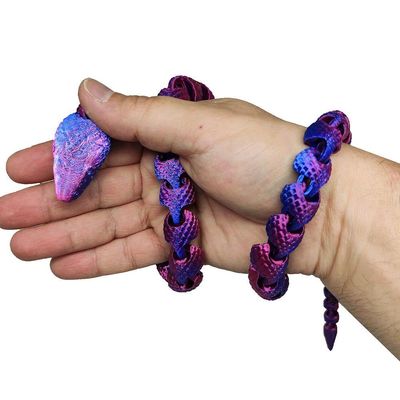 Cobra Articulada 67 Cm Impressão 3d Decoração Cor Bicolor Lilás E Azul