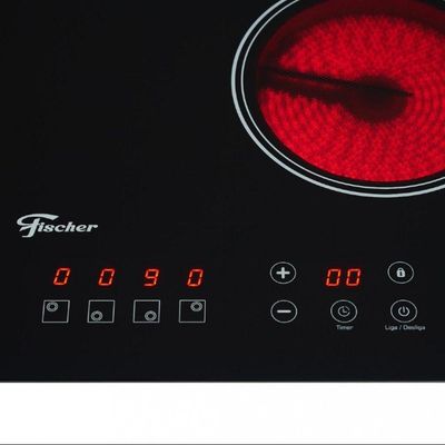 Cooktop Elétrico 4 Bocas Mesa Vitrocerâmica Touch Fischer Preto 220V