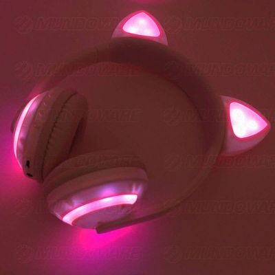 Headphone Bluetooth Orelhas Led Fone Gatinho Bt Rosa