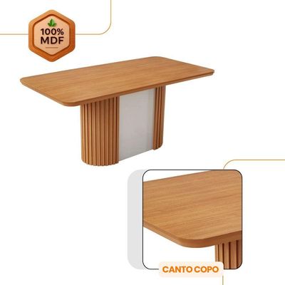 Mesa De Jantar Aspen Com 6 Cadeiras Eloise Moderna Mobília Veludo Marrom/naturalle