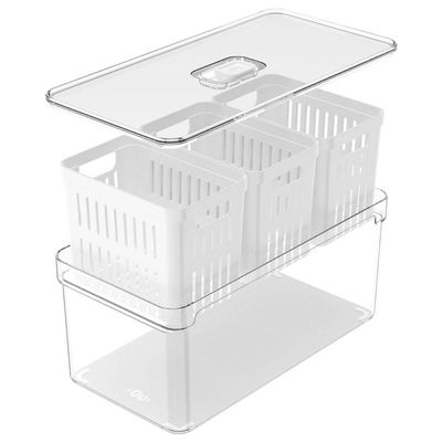 Organizador de Geladeira Clear Fresh 3 Cestos 5l Ou Frutas Legumes Cozinha
