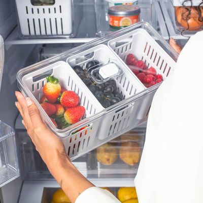 Organizador de Geladeira Clear Fresh 3 Cestos 5l Ou Frutas Legumes Cozinha
