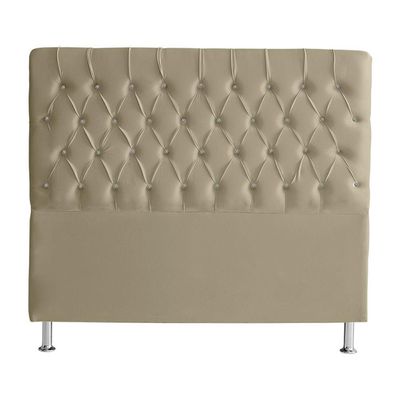 Cabeceira De Cama Box Estrela Queen 160 Cm Suede Botão Cristal Bege Do Lar Móveis E Decoração