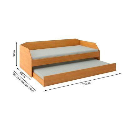 Bicama Solteiro Duo Com Cama Auxiliar Em Mdf Premium Nature Com 2 Colchões