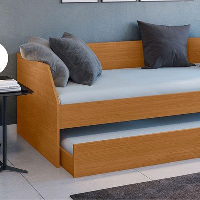 Bicama Solteiro Duo Com Cama Auxiliar Em Mdf Premium Nature Com 2 Colchões