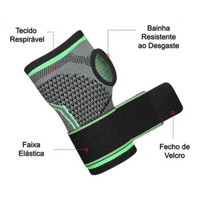 Munhequeira Tensor Protetor De Pulso Preto Tamanho Único Unissex