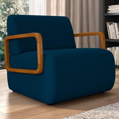 Poltrona Decorativa Orgânica Para Sala Belarus K04 Veludo Azul - Mpozenato