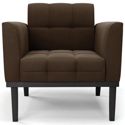 Poltrona Decorativa Base Madeira Preto Ana Suede Marrom - Ibiza