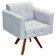 Poltrona Decorativa Base Madeira Giratória Ana Suede Cinza - Ibiza