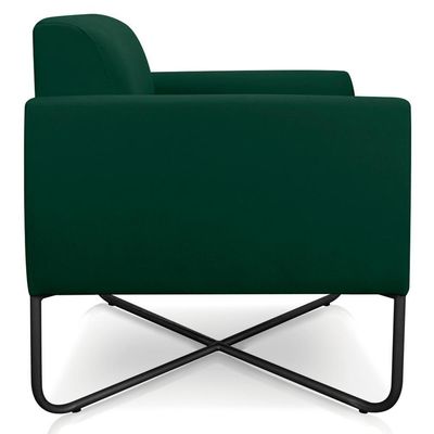 Poltrona Decorativa Base Industrial X Preta Maressa S23 Suede Verde - Ibiza