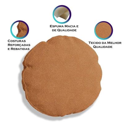 Kit 4 Almofadas Bolacha Redonda Cookie Boucle Terracota