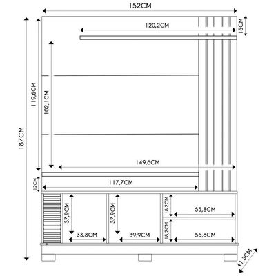 Estante Painel Para 65 Pol Madrid C05 Off White Matte-freijó - Mpozenato