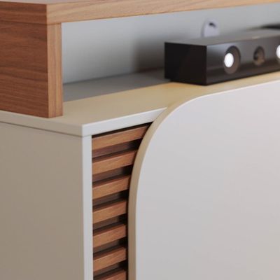 Estante Painel Para 65 Pol Madrid C05 Off White Matte-freijó - Mpozenato