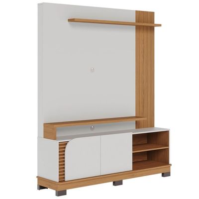 Estante Painel Para 65 Pol Madrid C05 Off White Matte-freijó - Mpozenato