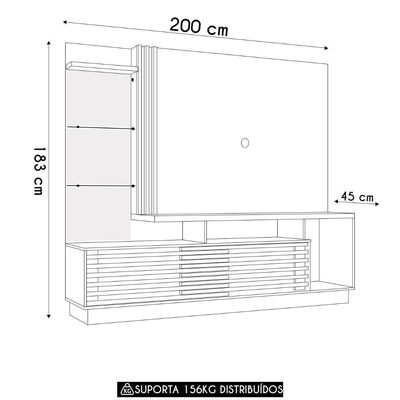 Estante Painel Para 60 Pol 200cm Sam Z10 Off-cinamomo - Mpozenato