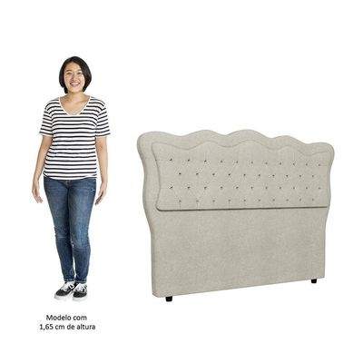 Cabeceira Casal Queen Cama 160cm Oregon I02 Bouclê Bege - Mpozenato