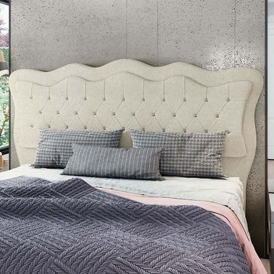 Cabeceira Casal Queen Cama 160cm Oregon I02 Bouclê Bege - Mpozenato
